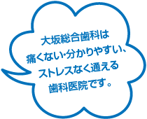 大坂総合歯科は「痛くない・分かりやすい・予約時間を守る」歯科医院です。